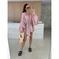 thumbnail image 2 of AURA Women V Neck Lace Long Sleeve Dress Loose Fit Casual Elegant Fall Mini Dress, 2 of 7