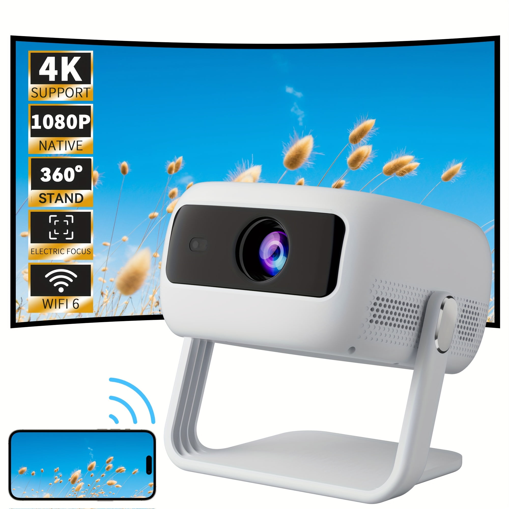 Bomaker Movie Projector, Native 1080P Video Projector with 200