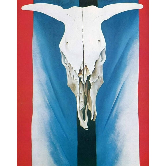 Cow's Skull- Red White And Blue - O'Keeffe - CANVAS OR PRINT WALL ART
