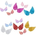 thumbnail image 6 of 1box 60pcs 2 Sizes Glitter Fabric Angel Wings Embossed 10 colors Iridescent Wings Patches Sequined Applique for bag Clothes Hair Crafts Decoration, 6 of 8