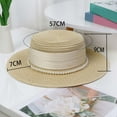 thumbnail image 5 of TYGHBN Women's Summer Sun Hat with Pearl and Adjustable Tie for Outdoor Beach Vacation Casual Wear Running Cap Women Brat Hat Women Fedora Womens Hats Fedora Camping Hats for Men Rain Hats Mark Hat, 5 of 6