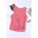 thumbnail image 1 of ABPHQTO Camiseta sin mangas de punto gofrado con nudo torcido rojo para mujer, 1 of 5