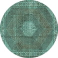 thumbnail image 1 of Ahgly Company Machine Washable Indoor Round Persian Turquoise Blue Traditional Area Rugs, 8' Round, 1 of 4