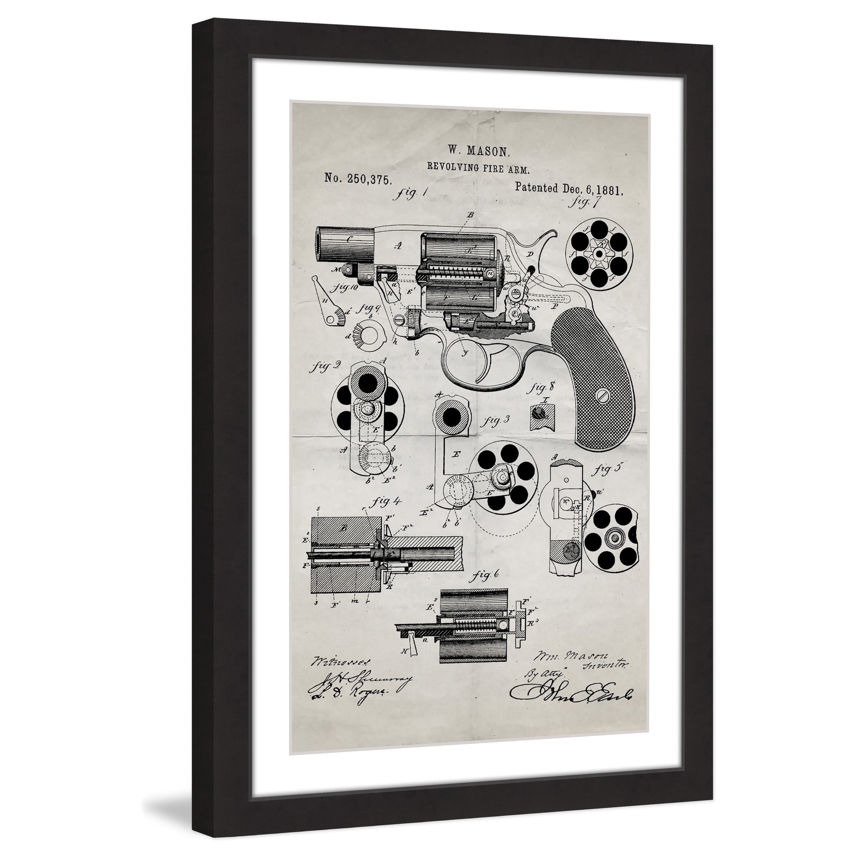 "Revolver 1881 Old Paper" Framed Painting Print