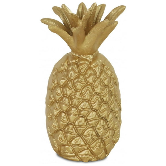 9" Gold Cast Iron Pineapple Hand Painted Sculpture