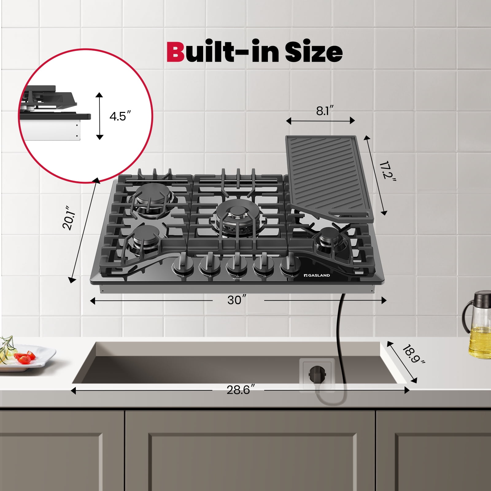 Gasland Chef 30 in. NG/LPG Convertible Gas Cooktop in Porcelain Enamel with 5 Burners