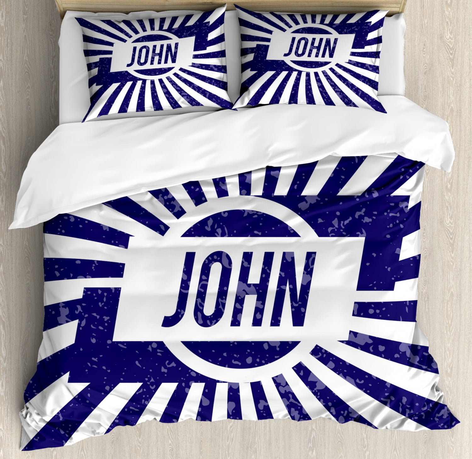 John Queen Size Duvet Cover Set, Common Masculine Given Name Design on