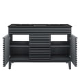 thumbnail image 6 of Double Sink Vanity Cabinet, Grey Gray Black, Wood, Mid Century Hotel Bedroom Bathroom, Modern Contemporary HB33659, 6 of 11