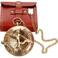 thumbnail image 3 of Nauticalmart Vintage Brass Sundial Compass with Leather Case - Antique Brass & Copper Sun Clock for Camping, Hiking, Touring - Engraved Gift for Him - Nautical Ship Replica Watch - Sundial Clock in Bo, 3 of 7