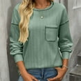 thumbnail image 2 of UJNDER Women's Long Sleeve Casual Solid Round Neck Knitted Loose Pullover Tops for Women Shirt Comfortable Green XXL, 2 of 4