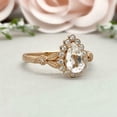 thumbnail image 2 of HeartsAndYou 2.2ct Engagement Ring for Women Pear Cut Moissanite Leaf Inspired Halo 18k Yellow Gold over Silver, 2 of 9