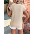 thumbnail image 4 of Blusa Informal de Corta con Cuello Redondo y Aguja Gruesa para Mujer, Color Albaricoque L, 4 of 6