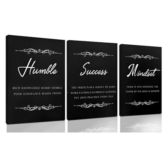 LAMIRO Inspirational Quotes Wall-Art For Bedroom - Black Art Wall Decor - 3 Piece Canvas Wall Art Ready To Hang Size 12