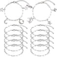 thumbnail image 1 of 1 caja de 12 pulseras de eslabones de cadena de plata con clip de papel, pulsera de cadena de acero inoxidable 304 con extensión de plata y cierre de pinza de langosta., 1 of 7
