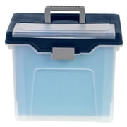 Office Depot Large Mobile File Box, Letter Size, 11 5/8in.H x 13 3/6in.W x 10in.D, Clear/Blue, 110988