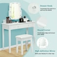 thumbnail image 6 of Gymax Vanity Table Set with Lighted Mirror Adjustable 10 Bulbs Dresser 4 Drawer White, 6 of 9