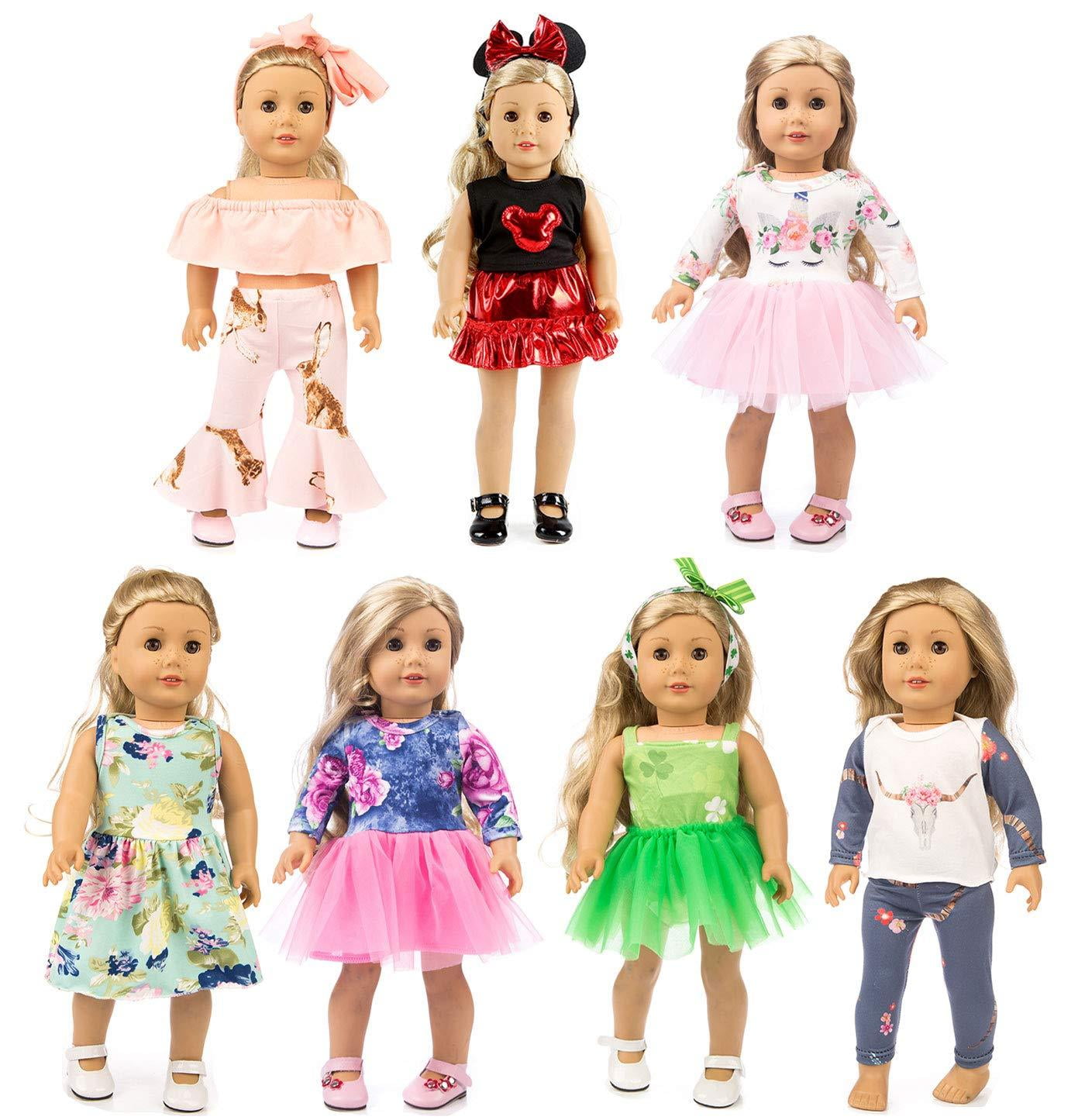 ZQDOLL 19 pcs Girl Doll Clothes Gift for American 18 inch Doll Clothes and Accessories Including 10 Complete Sets of Clothing ZQDOLL 19 pcs Girl Doll Clothes Gift for American 18 inch Doll Clothes and Accessories Including 10 Complete Sets of Clothing