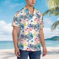 thumbnail image 2 of KLL Men's Hawaiian Shirt Short Sleeve Button Down Beach Shirts-Colorful Chameleons, 2 of 5