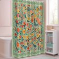 thumbnail image 5 of Shower Curtain Vintage Floral Leaf Shower Curtains for Bathroom Decor, Waterproof Polyester Shower Curtain Set with Hooks, Standard Size 72" x 72" Watercolor Wildflower Black Green, 5 of 9
