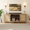 thumbnail image 1 of QinaQin Rattan Tv Stand, Made Of Natural Oak, Features Adjustable Shelves, a Bohemian Style, and Double-Layer Storage Space, Perfect for a 65-Inch Tv. Ideal for Living Rooms and Bedrooms, 1 of 9