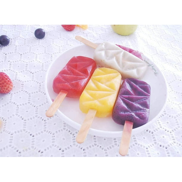 2 Pack Large Silicone Popsicle Molds Cakesicle Ice Lolly Moulds Craft 4  Cavities DIY Homemade Diamond Shaped Cake Pop Ice Cream Mold with 50 Wooden