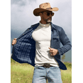 thumbnail image 2 of Fexilor Men's Flannel Lined Jacket, Plaid Brushed Lining, Cowboy Western Twill Outdoor Shirt Jacket, 2 of 7