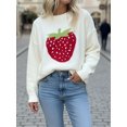 thumbnail image 4 of LMLYSoH Women Knit Sweater Long Sleeve Crew Neck Strawberry Pullover Warm Sweater for Fall Winter, 4 of 9