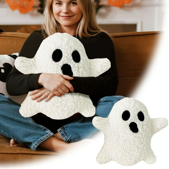 Ghost Halloween Throw Pillows Decor, Cute Ghost Shaped Plush Pillows for Sofa Bed, Spooky Decorative Cushions for Halloween Party Home Decor, Soft Stuffed Animal Gift Holiday Seasonal Decorations