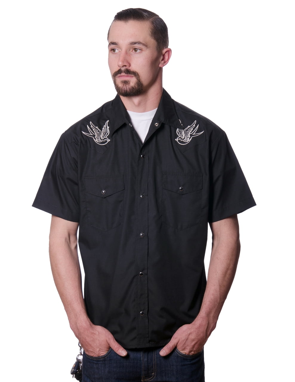 Steady Clothing Men's Sparrow Western Button Up Shirt Black L