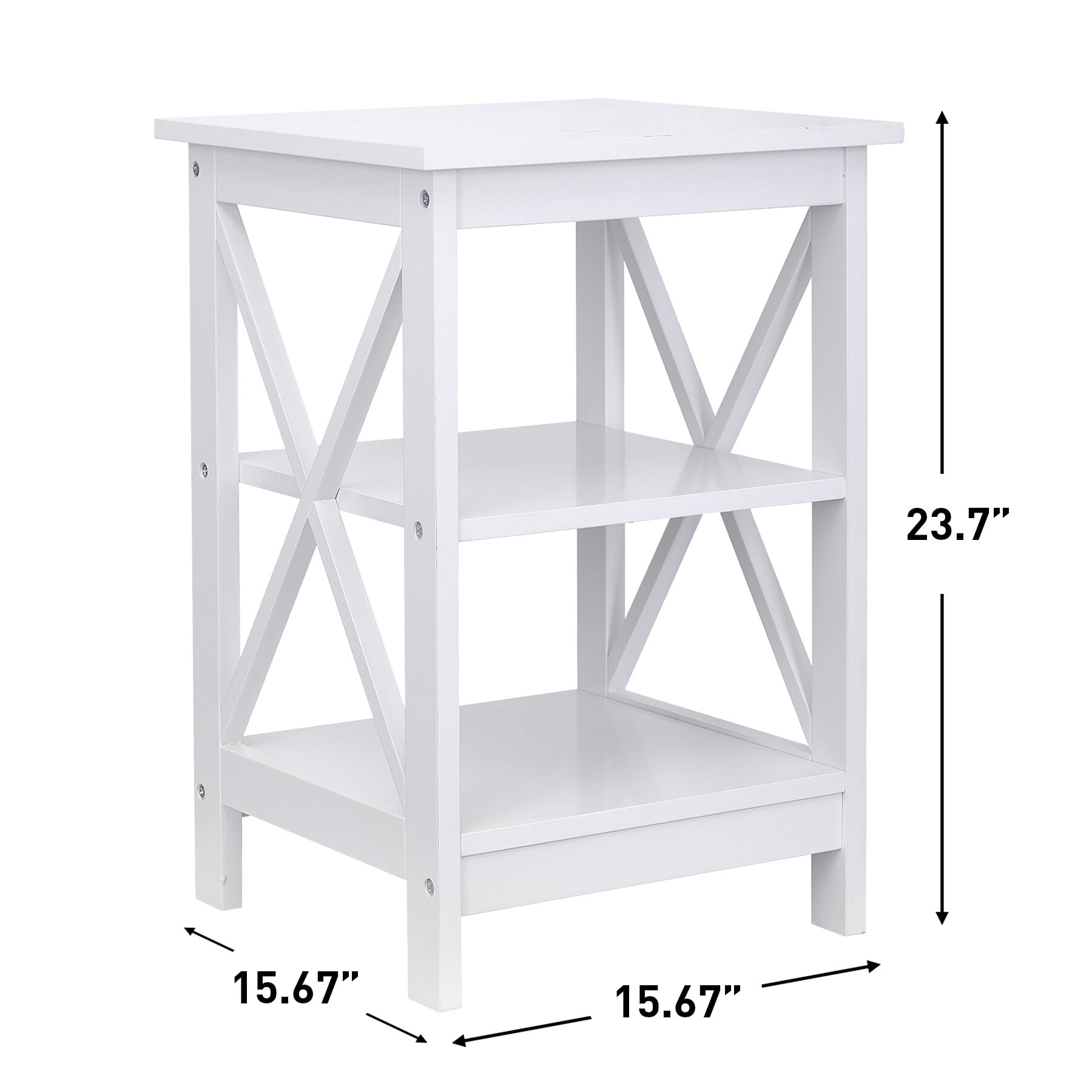 ZenSports 2 Pack White Square End Table MDF Modern Sofa Side Table