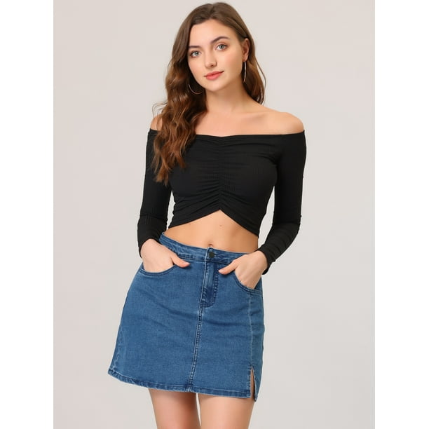 High waisted jean skirt xs sale