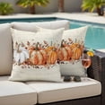 thumbnail image 4 of Orange Pumpkin Outdoor Waterproof Pillow Covers, Thanksgiving Fall Leaves Floral Beige Decorative Square Throw Pillowcase Sofa Cushion Sham for Patio/Couch/Chair, 18"x18" 2 Pack, 4 of 8