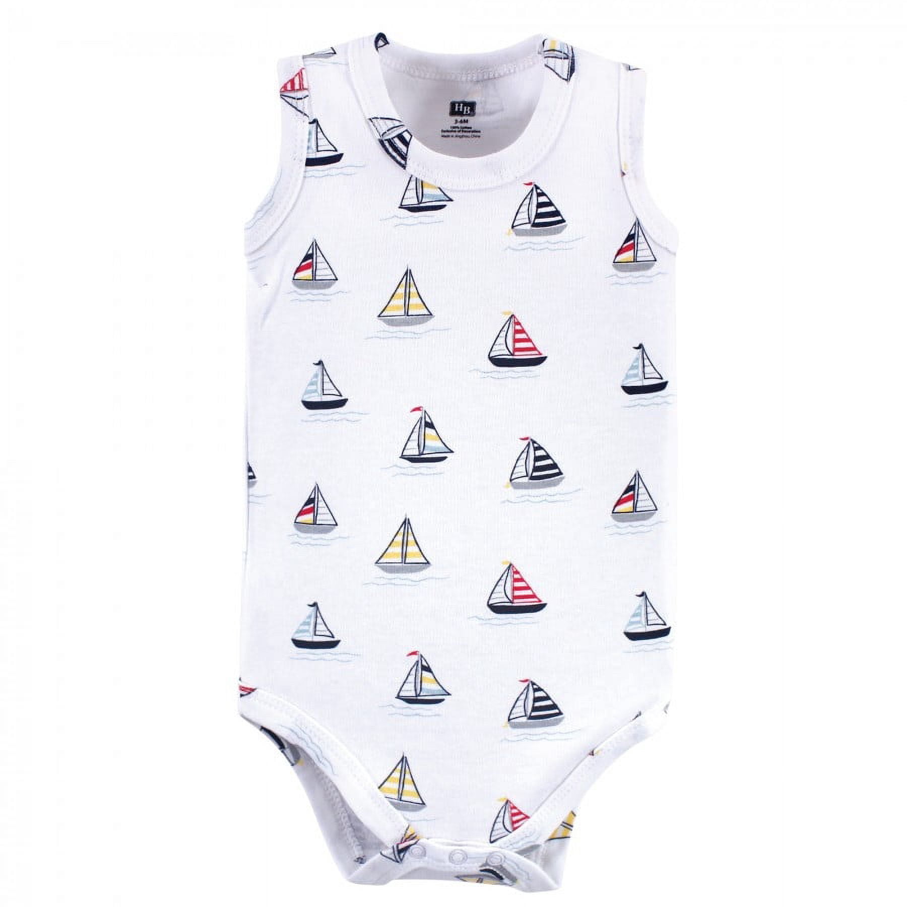 Hudson Baby Infant Boy Cotton Sleeveless Bodysuits 5pk, Captain, 3-6 Months