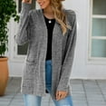 thumbnail image 4 of MRULIC cardigan for women Fashion Women Long Sleeve Casual Winter Cardigan Pocket Solid Color CoatWomen's Cardigan Grey + US:12, 4 of 7