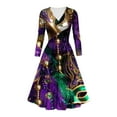 thumbnail image 2 of Jinhomg Mardi Gras Dress for Women Party 2025 Funny Carnival Themed Masks Print Dresses Lightweight Casual V-Neck Midi Dress Holiday Party Wear Multicolor XL, 2 of 5