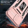 thumbnail image 6 of Feishell Case for iPhone 16 Plus Camera Lens Slide Protection Cover with Ring Holder Kickstand, Armor Heavy Duty Military Grade Shockproof PC Rugged Bumper for iPhone 16 Plus,
Rosegold, 6 of 7