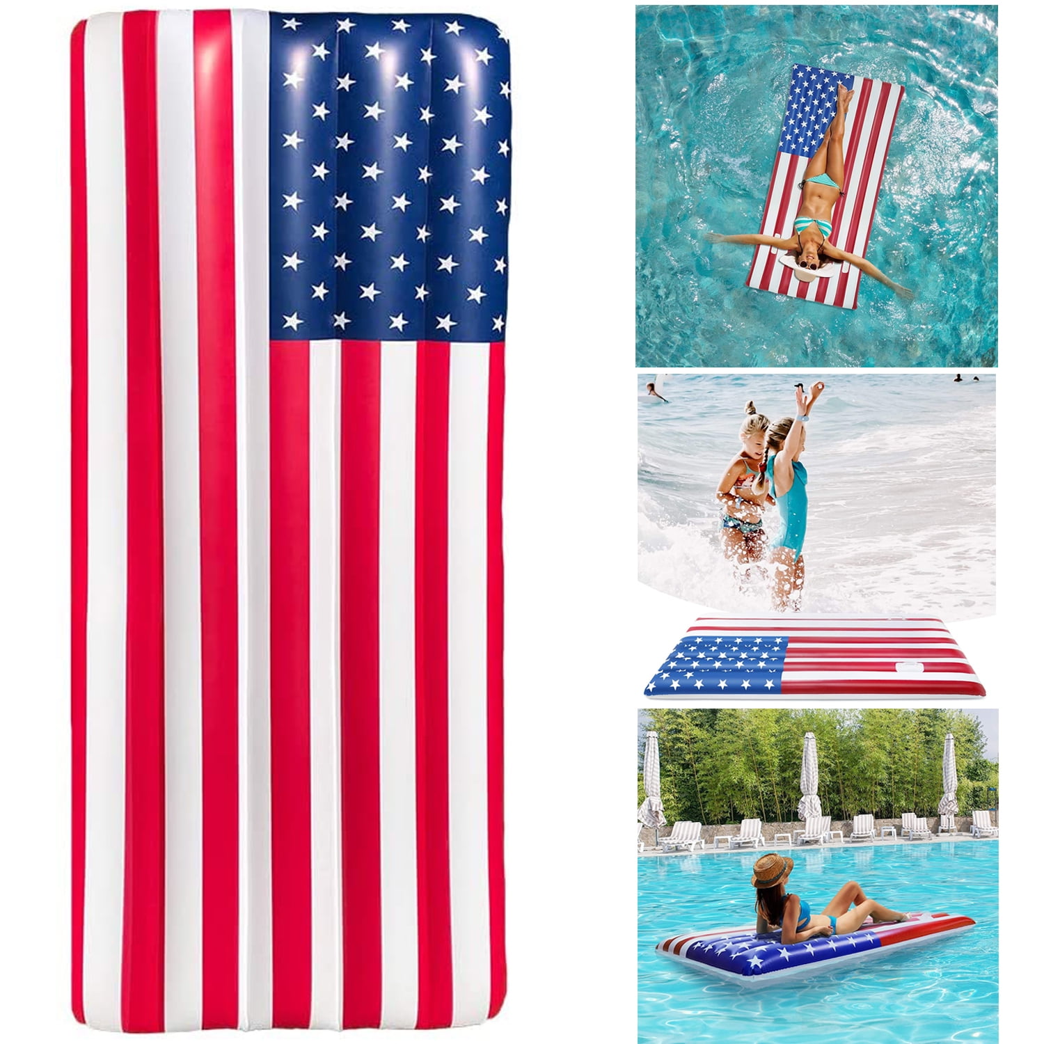 Large Pool Float American Flag Pool Sea Adult Inflatable Swimming Beach Floats 
