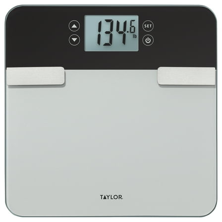 Taylor Premium Glass LED Body Composition Scale with 8 User Profiles, 440lb Capacity, Black
