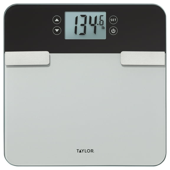 Taylor Premium Glass LED Body Composition Scale with 8 User Profiles, 440lb Capacity, Black