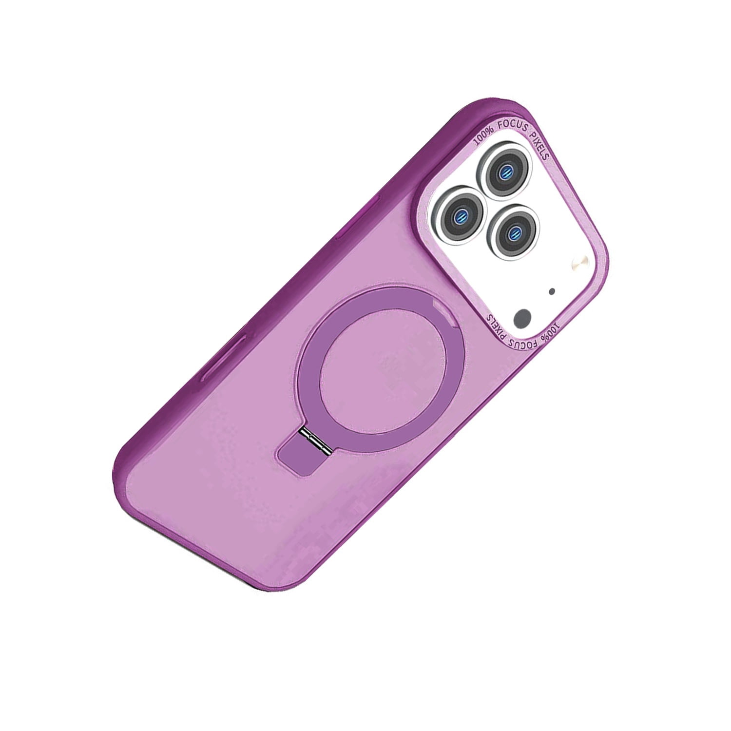 Shockproof Carbon Fiber Case with Metal Ring Stand for iPhone 17 Pro Max - Purple