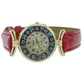 thumbnail image 4 of GlassOfVenice Murano Glass Millefiori Watch with Leather Band - Red, 4 of 5