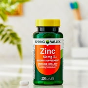 (3 pack) Spring Valley Zinc Dietary Supplement Caplets for Immune Health, 50 mg, 200 Count