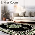 thumbnail image 2 of ODIKA 8'x10' Machine Washable Non-Slip Area Rug, Vintage Oriental Medallion With Intricate Floral Frames And Scrollwork High Traffic Rug with Pad, Black, 567710, 2 of 8