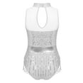 thumbnail image 4 of Miaeowve Justaucorps de Danse Latine Scintillant pour Filles avec Jupe à Franges Sans Manches à Sequins Robe de Danse Cha Samba Blanche 14, 4 of 5