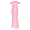 thumbnail image 5 of KHONTS Off the Shoulder Maxi Dress for Women Corset Ruched Bodycon Formal Wedding Guest Dresses Pink L, 5 of 9