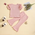 thumbnail image 5 of TAIAOJING Toddler Baby Girl Summer 2Pcs Outfit Set Short Sleeve Girls Solid Tops And Shorts 2PCS Outfits Clothes Set For Children Clothes 2-3 Years, 5 of 9