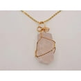 thumbnail image 2 of Natural Crystal Raw Wire Wrapped Gold Necklace Rose Quartz, Love stone, 2 of 11