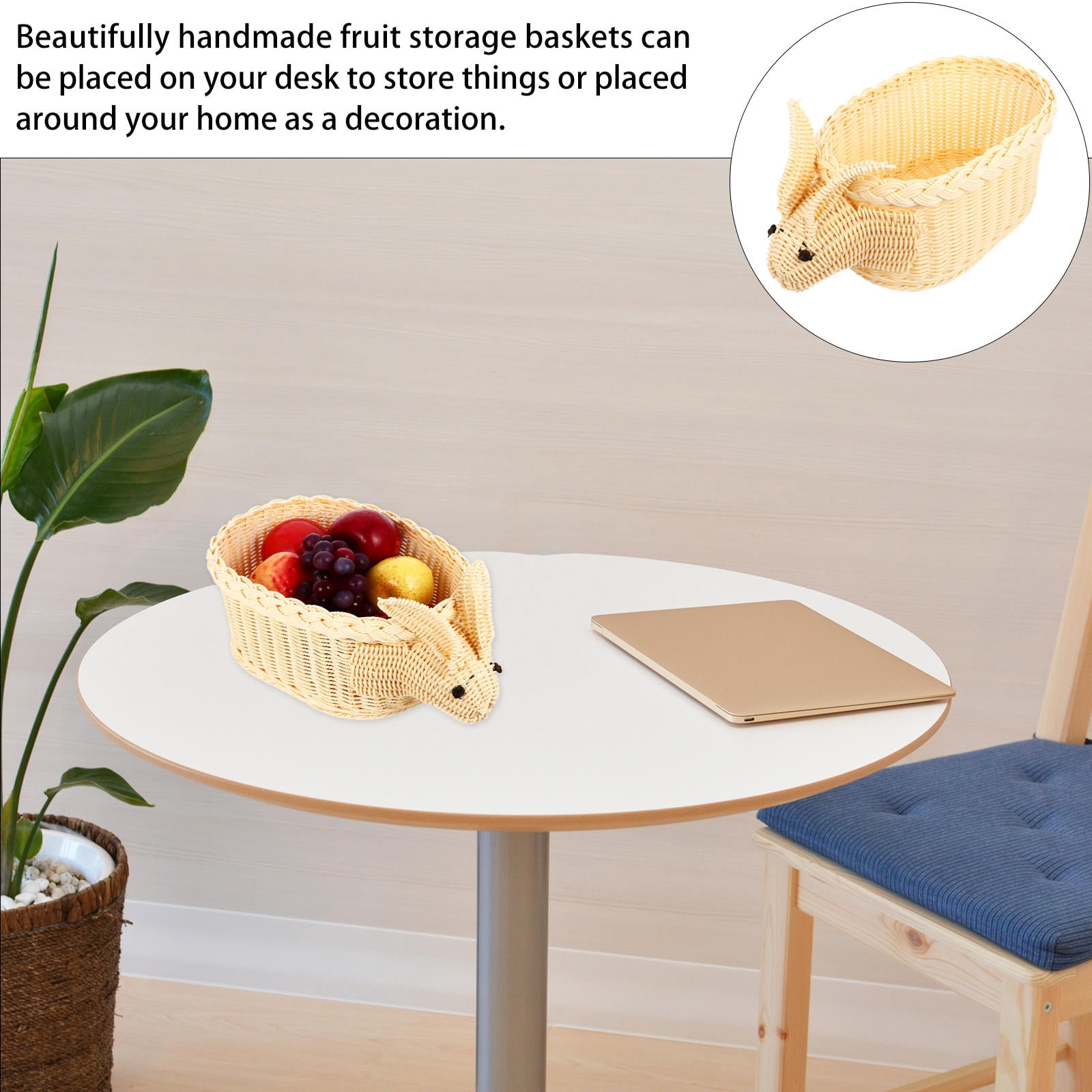 HOOWIFFY Rattan Weaving Storage Baskets Beige 36x21x15cm for Easter Use 1Pack