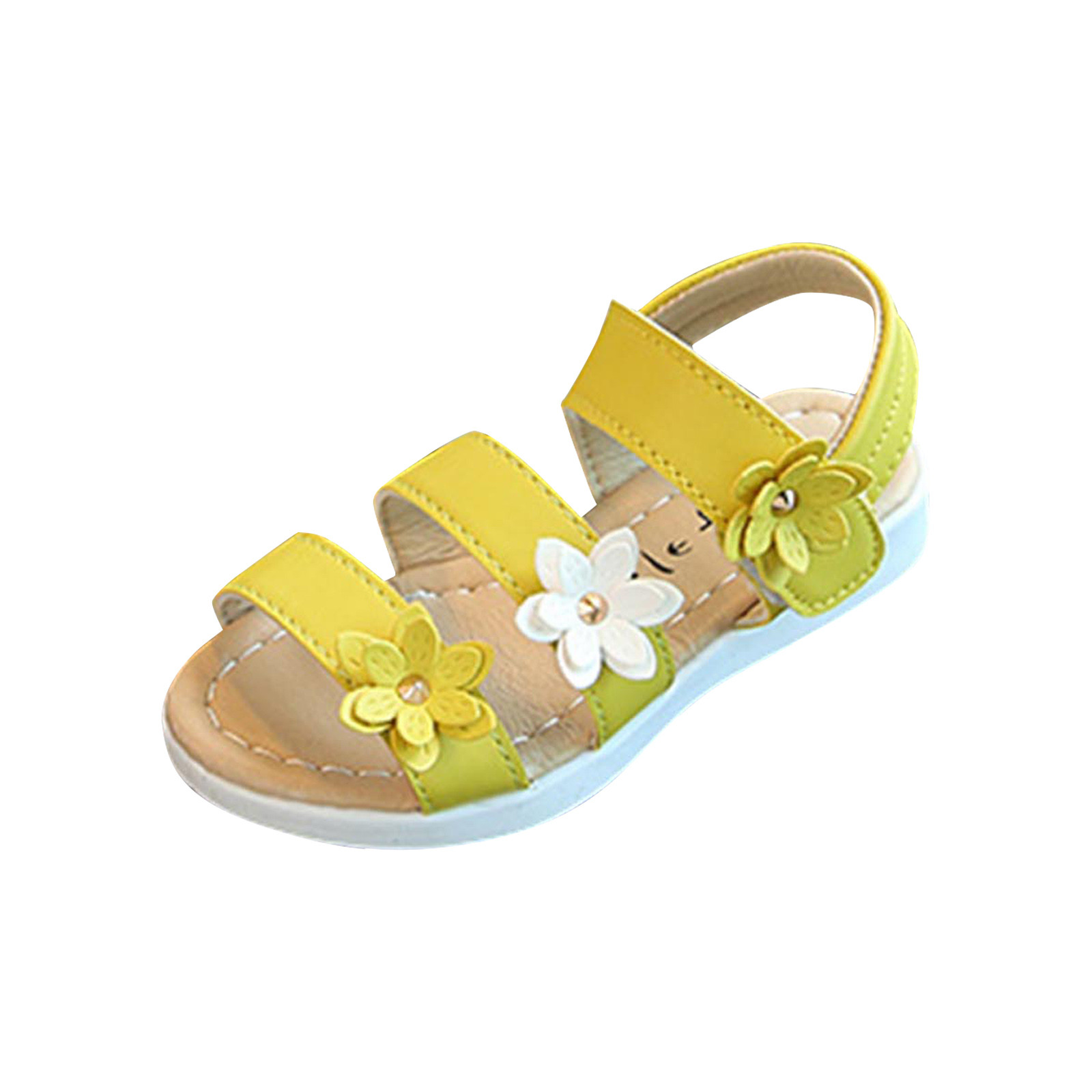 LoyisViDion Toddler Shoes Clearance Children Girls Shoes Sandals Princess Open-Toed Soft Bottom Flowers Roman Beach Shoes Yellow 9-9.5Years - image 2 of 6