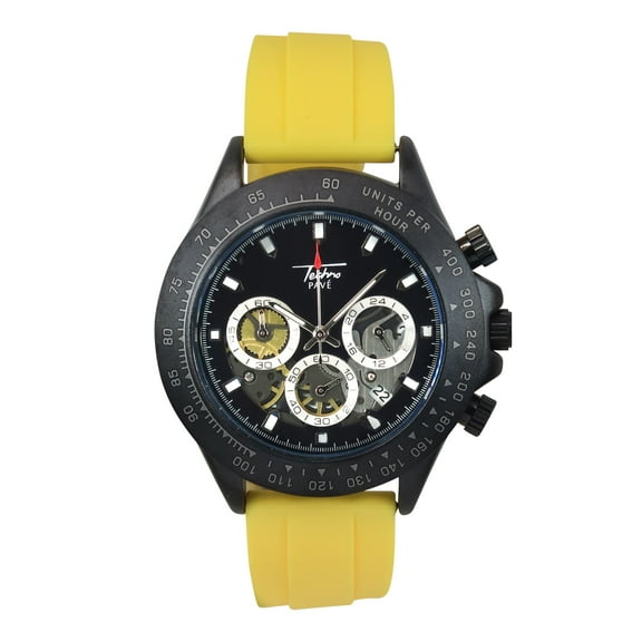 Men’s 42mm Sports Watch – Multi-Dial Face, Date Display & Silicone Strap – Casual Gift-Ready Timepiece - Yellow Finish